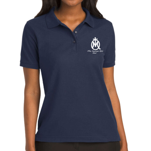 Ladies poly/cotton pique Polo - MIQ printed in White Thumbnail